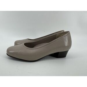 SAS Tan Italian Leather Slip-On Pumps Low Heel Support Comfort Shoe Womens 9.5WW